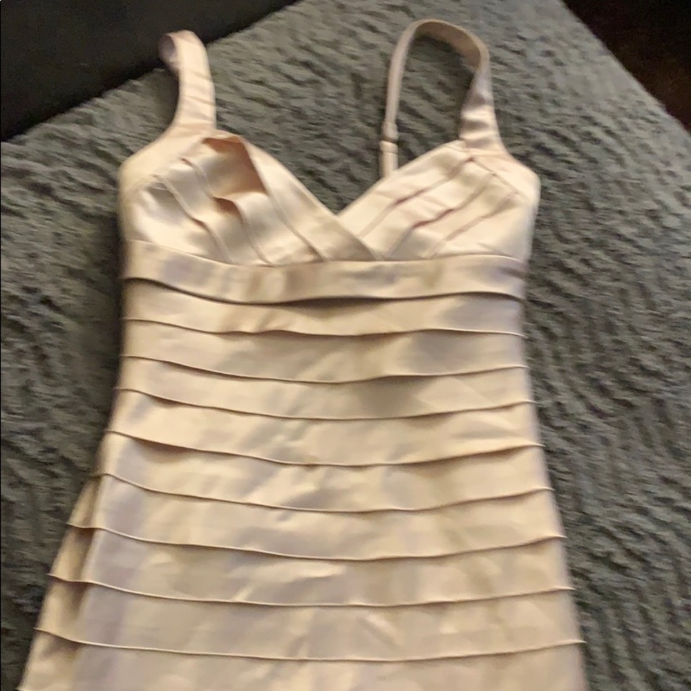 BCBG Maxazria light gold layered silk dress 06